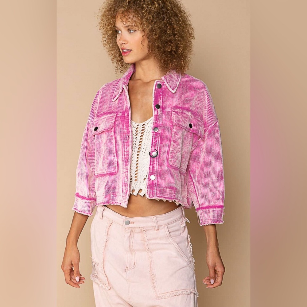 🤍HP🎉 Maisie Oversized Corduroy Crop Shirt Jacket Shacket Front Pockets NWT